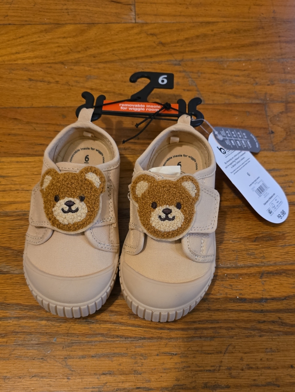 wonder nation Beige Teddy Bear Velcro Toddler Sneakers